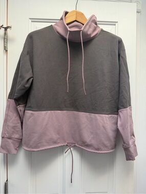Athleta Dusty Pink and Charcoal Funnel Neck Sweatshirt